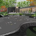 Modern courtyard waterscape courtyard water drop pond viewing platform 3d model