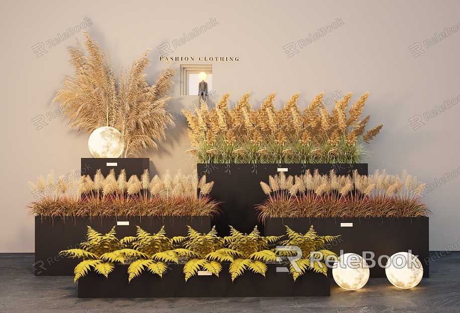 Reed plant combination plant flower box wheat spike Pennisetum hay model