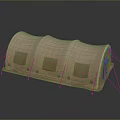 Sturdy Brown Outdoor Tent Furniture Featuring Three Connected Sections Square Patches And Support Poles