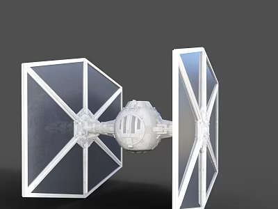White TIE Fighter Model With Detailed Wing Structure And Central Sphere 3d model