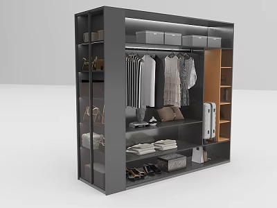 Modern Wardrobe Design with Hanging Clothes Drawers Shelves and Storage Compartments 3d model