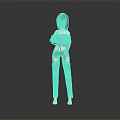 3D Character With Brown Short Hair Gray Top Maroon Cut Pants Standing On Gradient Background