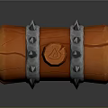 3D Model of Orange Hammer with Silver Metal Rings and Wooden Handle