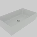 Modern Rectangular White Ceramic Countertop Wash Basin Featuring Smooth Surface And Single Drain Hole 3d model