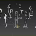 Modern Furniture Pillars Featuring Street Lamp Styles And Billboard Display Panels