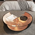 Modern Round Glass Coffee Table with Gold Black Frame Open Book and Tray 3d model