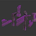 Detailed Ancient Architectural Stone Components Including Columns Arches And Railings 3d model