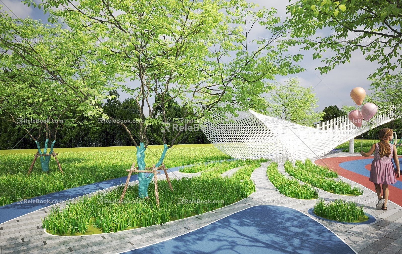 Modern Park Park Landscape Garden Trail Landscape 3d model