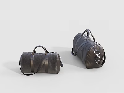 Stylish Black Leather Duffel Bags With POLO Logo For Travel And Gym Use 3d model