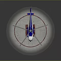 Blue And White Helicopter Parked On Red Circular Marking Concrete Surface 3d model