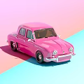 Pink Vintage Car With Shiny Exterior On Pink And Blue Gradient Background