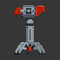 Mechanical Weapon Design With Tripod Stand Red Component And Gray Metal Body Structure