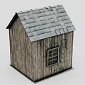 Rustic Wooden Cabin Shop With Gray Tile Roof Windows Door And Shot Shop Sign