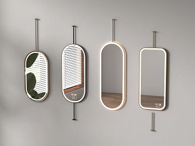 Modern Wall Mounted Mirrors With Various Shapes And Minimalist Frames Design 3d model