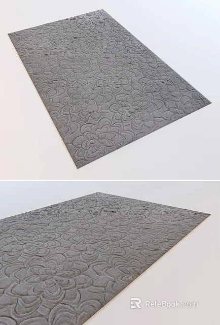 Gray Square Rug With Intricate Textured Pattern For Modern Home Decor 3d model