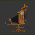 Orange Digital Device With Circular Antenna Modular Body And Stable Metal Stand