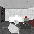 Modern Hotel Lobby Interior With Reception Desk Sofa And Decorative Wall Lighting 3d model