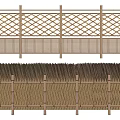 Traditional Style Wooden Garden Fences With Lattice And Thatch Elements