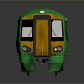 Modern Green and White Passenger Train Exterior Design With Windows and Yellow Accents