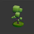 Cartoon Scene Featuring Green Cube Tree Purple Trunk And Circular Base 3d model