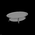 Round Modern Coffee Table With Metal Frame Glass Top And Mesh Design