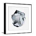 Abstract Paintings Featuring Geometric Polyhedron Shapes In Black Frames With Metallic Tones