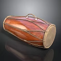 Traditional Handcrafted Wooden Drum With Leather Head And Carved Rope Detailing