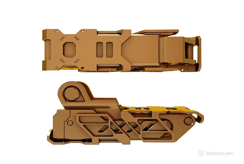 Brown Mechanical Components 3D Model With Structural Design And Geometric Details 3d model 
