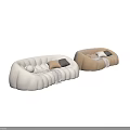 Modern Multi Seater Sofa In Beige And White With Ribbed Design Pillows And Blanket