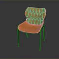 Modern Stylish Orange Upholstered Chair With Textured Back And Black Legs