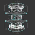 Cylindrical Electronic Device With Multi Layer Blue Light Rings And Warning Sign Base