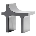 Modern Minimalist White Stool with Curved Backrest and Geometric Legs Design