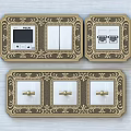 Vintage Decorative Brass Switch Panels With Ornate Borders Thermostat Switches And Network Ports