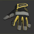 Gray And Yellow Protective Glove Design With Yellow Finger Joint Accents For Work Or Sports