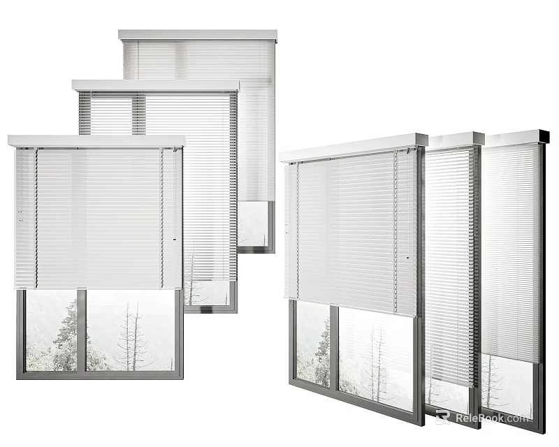 Stylish White Window Blinds For Home Interior With Adjustable Light Control Design 3d model