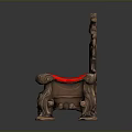 Elegant Ornate Classical Chair With Carved Wooden Frame And Red Upholstery