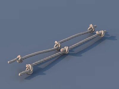 Two Light Gray Braided Ropes with Decorative Knots for Household Use 3d model