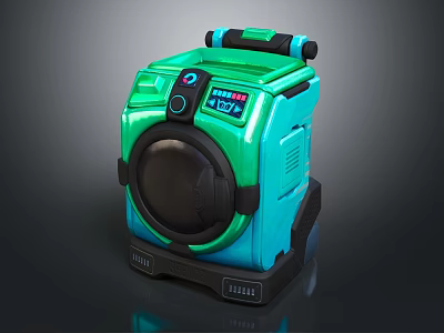Green And Blue Gradient Washing Machine With Front Loading Drum And Digital ECO 3d model