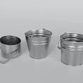 Durable Silver Metal Buckets with Handles in Various Sizes for Home Use