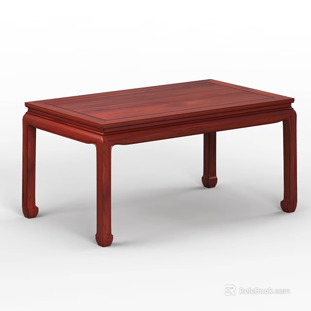 Classic Chinese Style Mahogany Dining Table With Rectangular Solid Wood Top And Elegant Legs 3d model