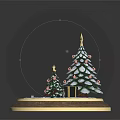 Festive Decorative Furniture Ornament With Snow Globe Christmas Trees And Gifts