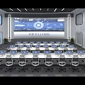 Modern Monitoring Room With Multiple Computers Desks Ergonomic Chairs Large Display Screen And Observation Windows