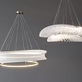 Modern White Chandeliers With Unique Circular Design And Soft Hanging Lighting
