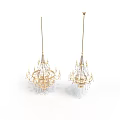 Elegant Hanging Crystal Chandeliers With Golden Accents And Intricate Design