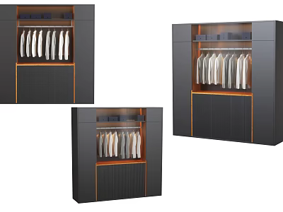 Modern Wardrobe Interior Design With Spacious Storage Shelves Hanging Space And Drawers 3d model