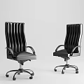 Black Office Chair With Striped Back Design Armrests And Wheels For Office Use