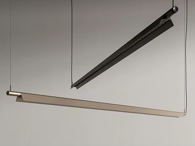 Contemporary Linear Pendant Light With Black And Gold Metal Finish And Minimalist Design 3d model