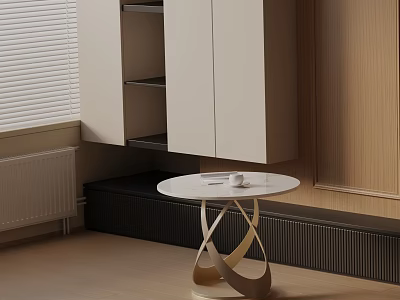 Modern Minimalist Nightstand Design With White Round Top And Crossed Wooden Legs 3d model