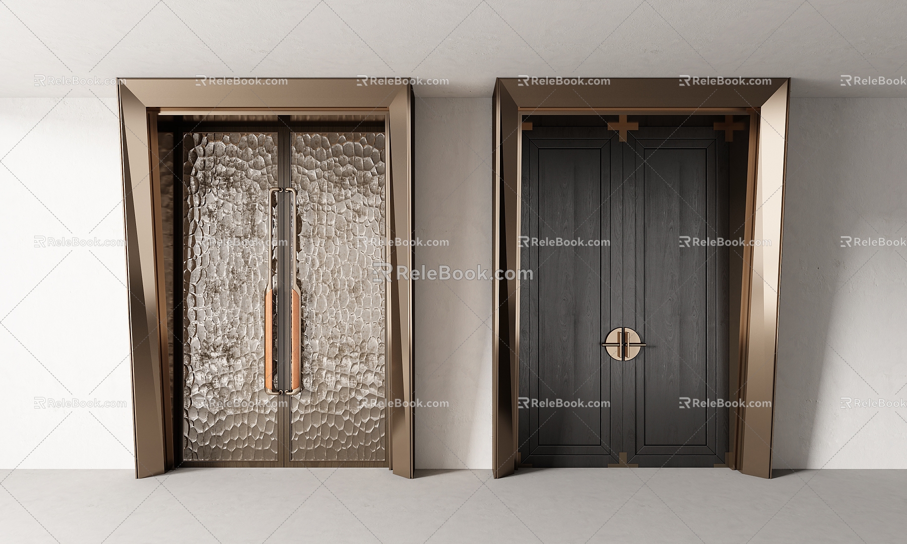 Modern light luxury double door 3d model