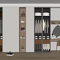Modern Wardrobe Interior Design With Glass Doors Hanging Area And Dressing Table Lighting 3d model